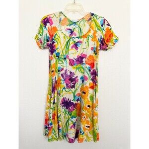 Jams World Mini T-Shirt Dress Hawaiian Resort Flower Dream White Women's Small